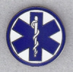 STAR OF LIFE Collar/Lapel Pin Blue & White 13/16"